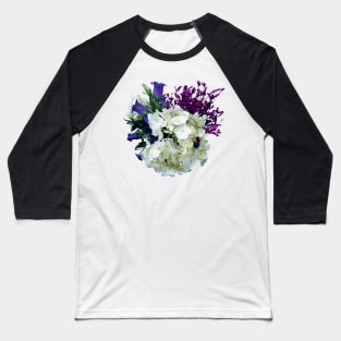 Hydrangeas - White Hydrangea With Canterbury Bells and Sage Baseball T-Shirt